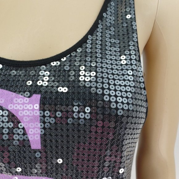 Black atletic sequins with front log top tank - Picture 2 of 5